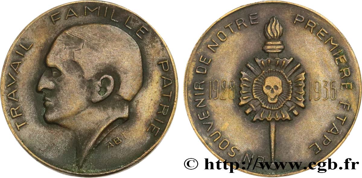 III REPUBLIC Médaille Croix de Feu, colonel de La Rocque XF