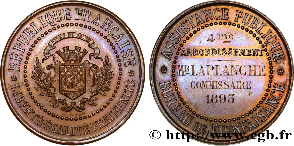 TERCERA REPUBLICA FRANCESA Médaille de l’Assistance Publique EBC/MBC+