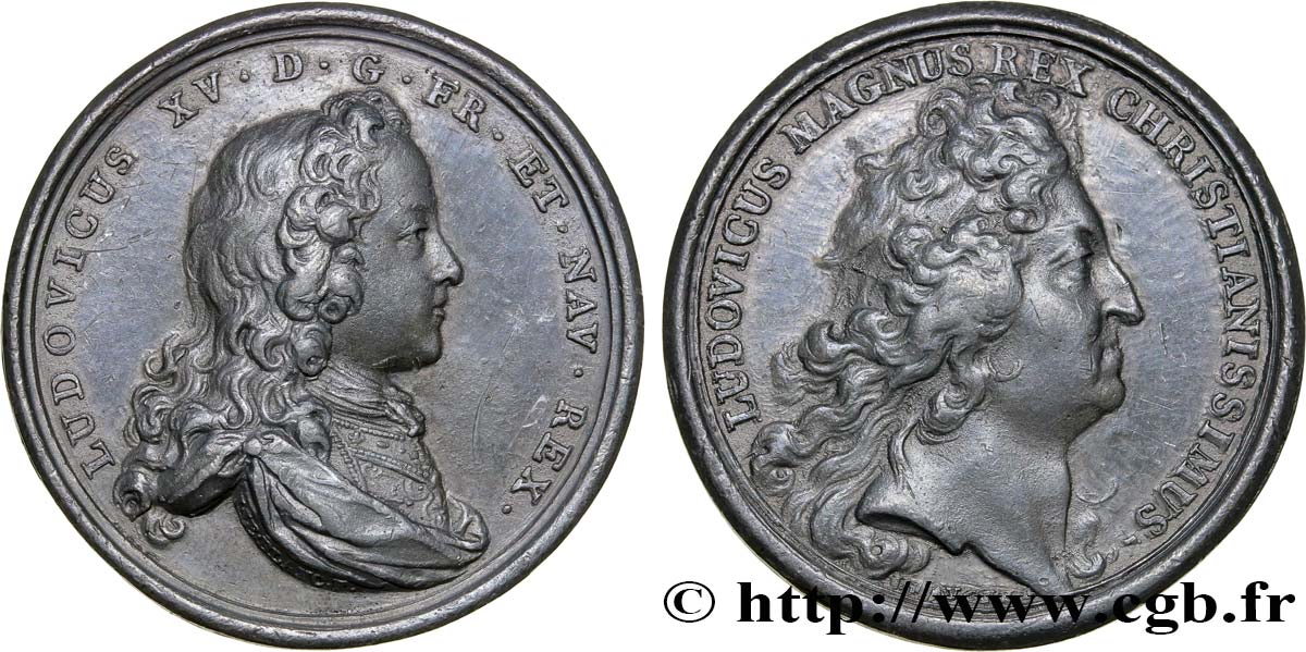 LOUIS XV  THE WELL-BELOVED  Médaille, Louis XV et Louis XIV AU