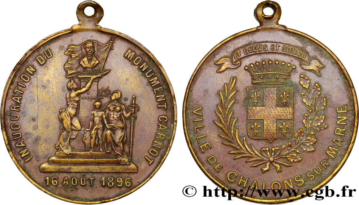 III REPUBLIC Médaille d’inauguration du monument Carnot XF