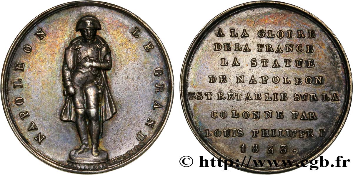 LUIS FELIPE I Médaille de rétablissement de la statue de Napoléon Ier EBC