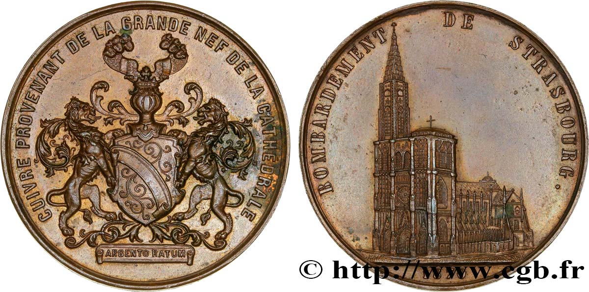 TERZA REPUBBLICA FRANCESE Médaille du bombardement de Strasbourg q.SPL