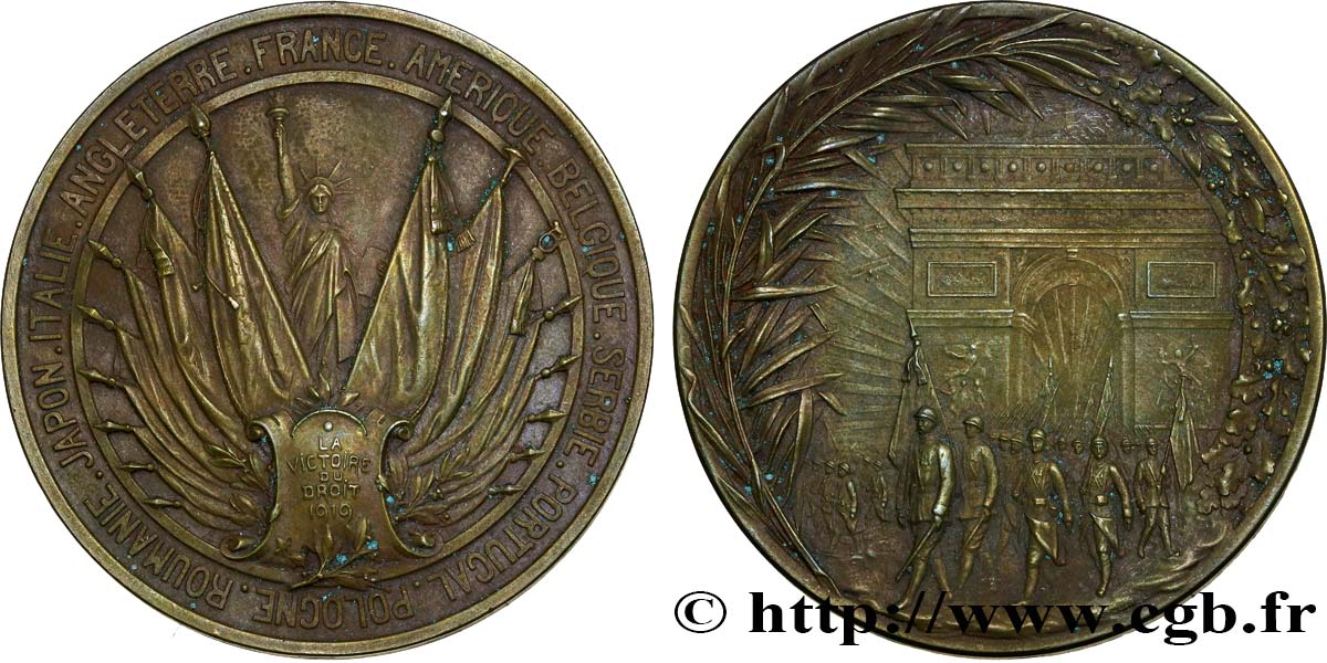 III REPUBLIC Médaille pour la fin de la première guerre mondiale AU