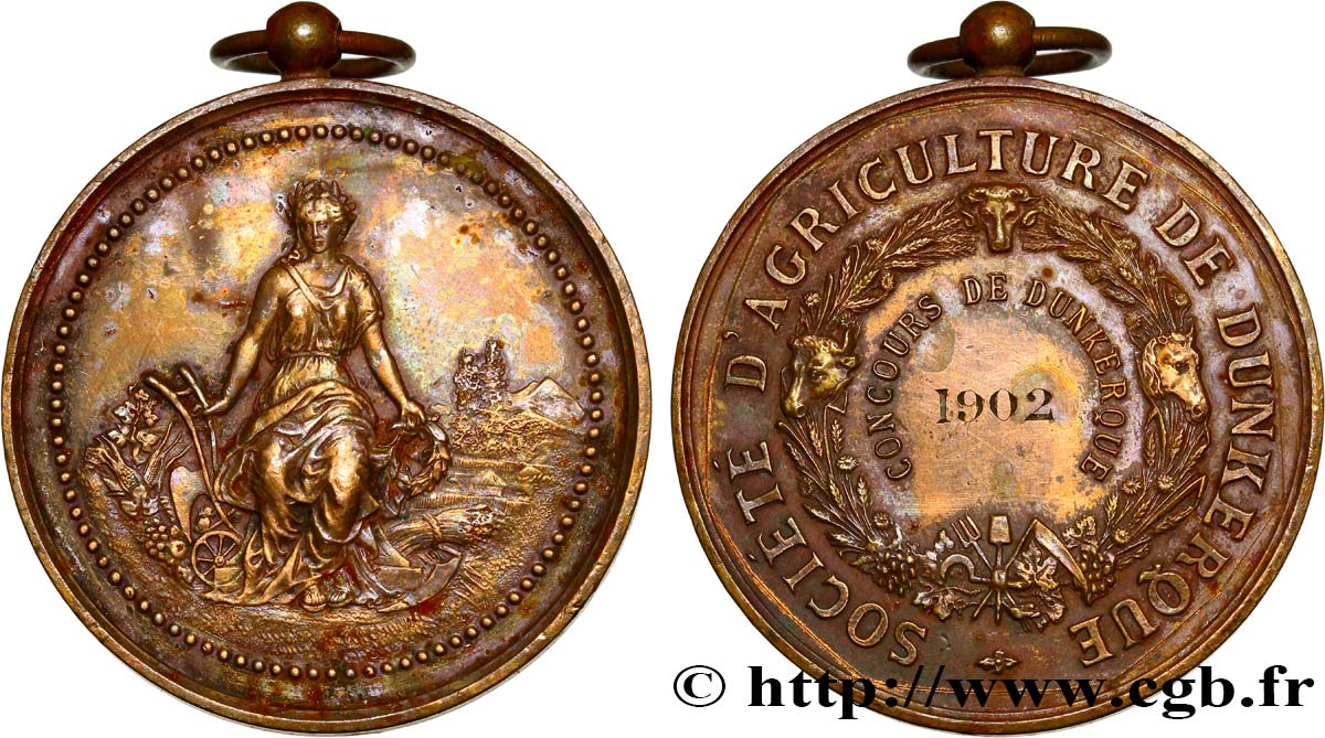 TERCERA REPUBLICA FRANCESA Médaille de la Société Agricole de Dunkerque MBC