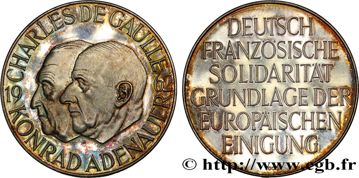 QUINTA REPUBBLICA FRANCESE Médaille de De Gaulle et Adenauer SPL