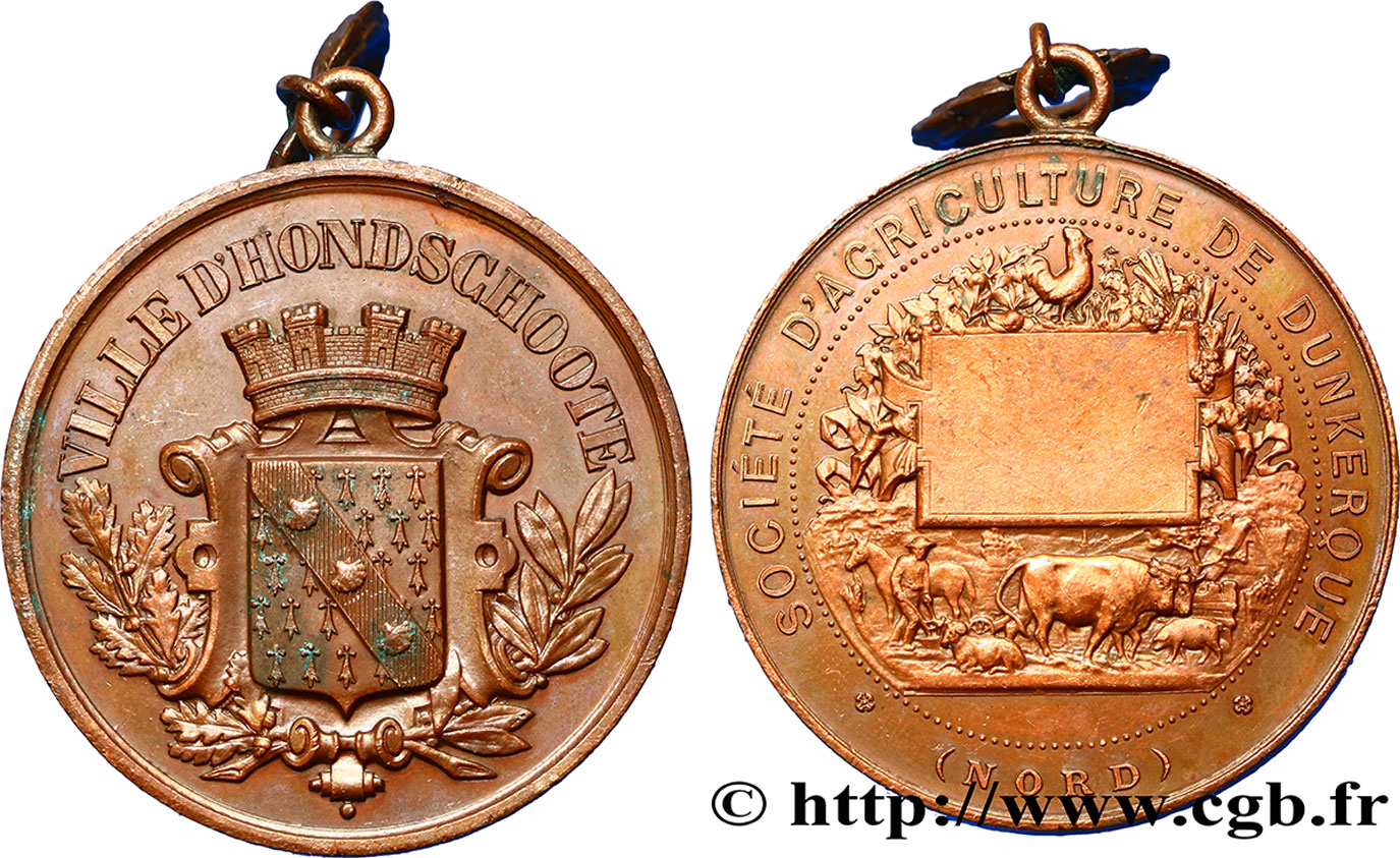 TROISIÈME RÉPUBLIQUE Médaille, Société d’agriculture de Dunkerque SUP/TTB+