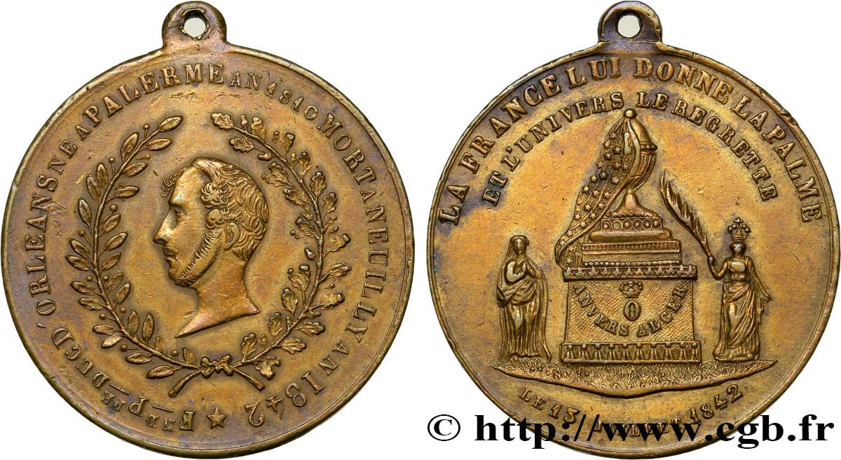 LUIGI FILIPPO I Médaille pour la mort du Duc d’Orléans q.SPL