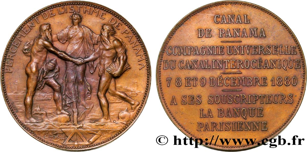 TERCERA REPUBLICA FRANCESA Médaille du percement du canal de Panama EBC