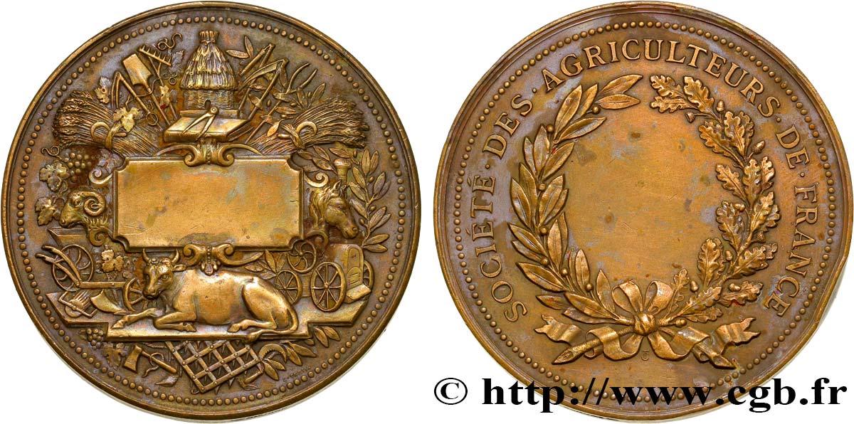III REPUBLIC Médaille de la société des Agriculteurs de France AU