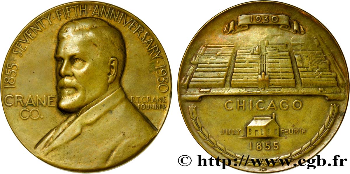 STATI UNITI D AMERICA Médaille du 75e anniversaire des usines CRANE BB