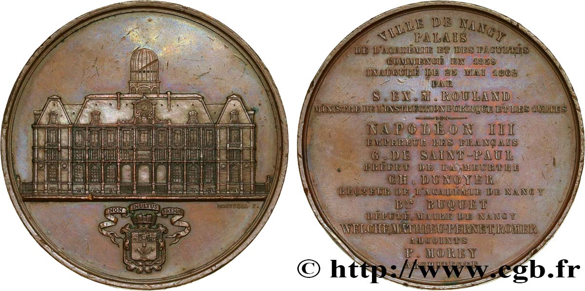 SECONDO IMPERO FRANCESE Médaille, Inauguration de l’Université de Nancy q.SPL
