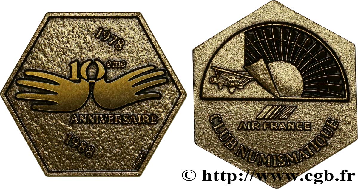 QUINTA REPUBLICA FRANCESA Médaille du club numismatique d’Air France EBC