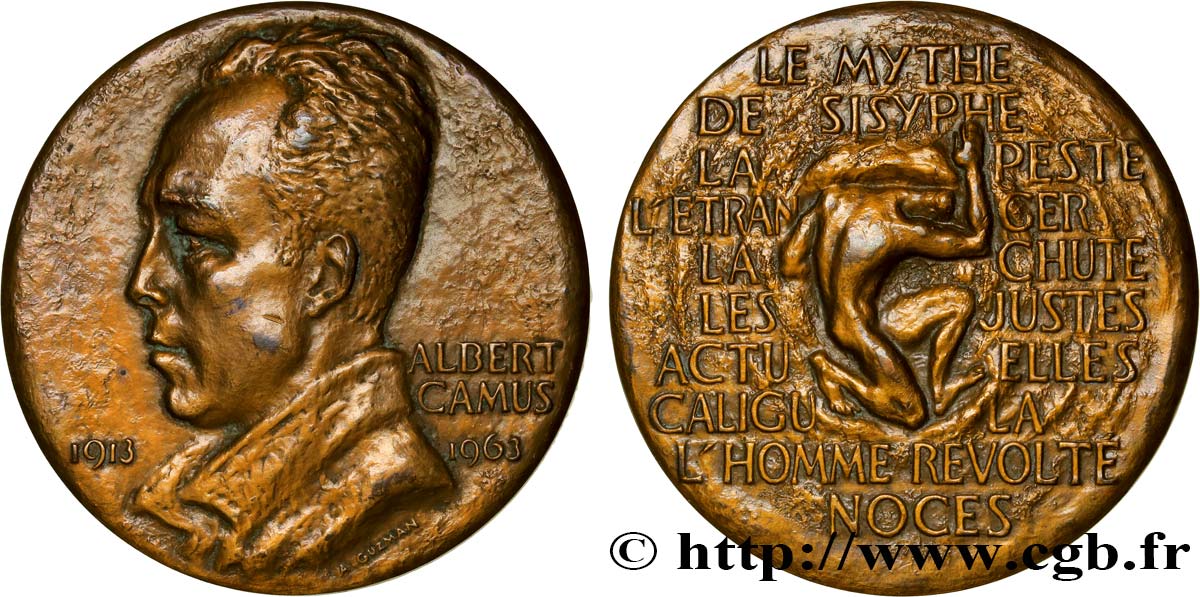 QUINTA REPUBBLICA FRANCESE Médaille d’Albert Camus q.SPL