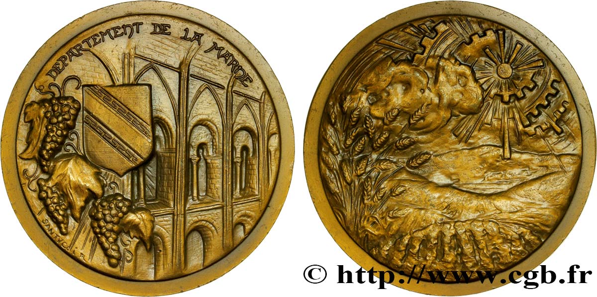QUINTA REPUBLICA FRANCESA Imposante médaille, département de la Marne EBC