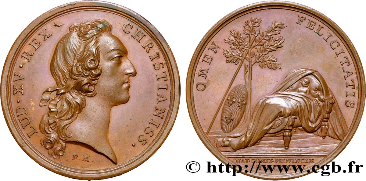 LOUIS XV THE BELOVED Médaille pour la naissance du futur Louis XVIII MS