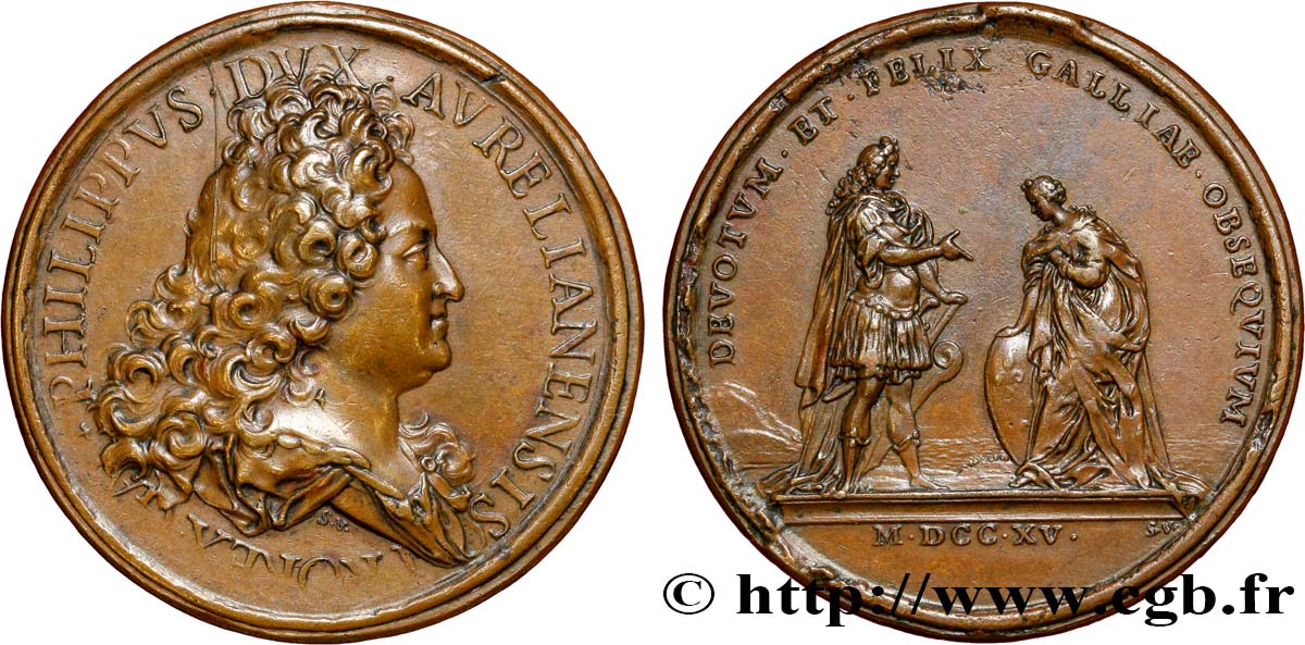 LOUIS XV DIT LE BIEN AIMÉ Médaille, Philippe d’Orléans, régent SS