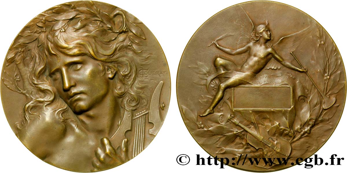 TROISIÈME RÉPUBLIQUE Médaille Orphée - Joueur de lyre TTB+