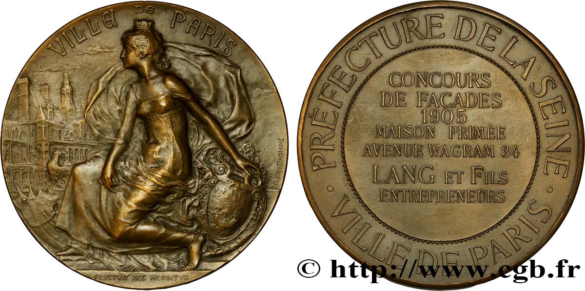 DRITTE FRANZOSISCHE REPUBLIK Médaille de concours de façades fVZ