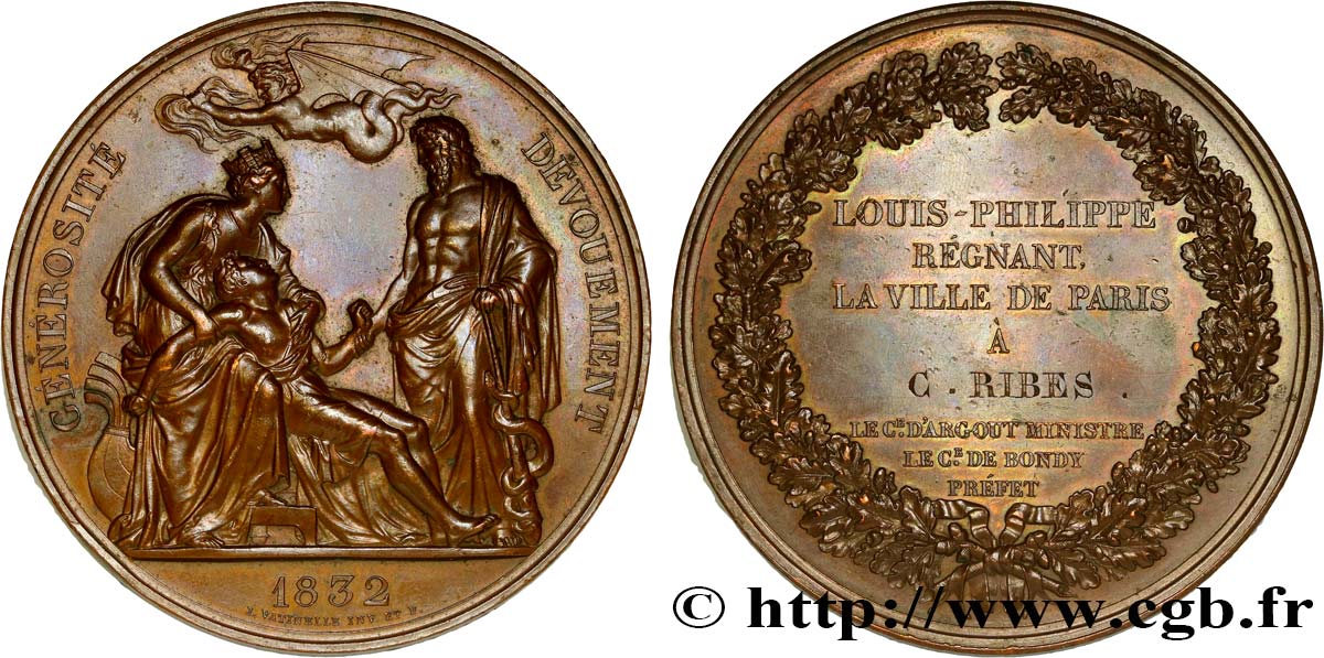 LOUIS-PHILIPPE I Médaille de récompense, générosité et dévouement XF