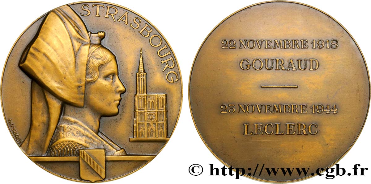 GOUVERNEMENT PROVISOIRE DE LA RÉPUBLIQUE FRANÇAISE Médaille de Strasbourg TTB+