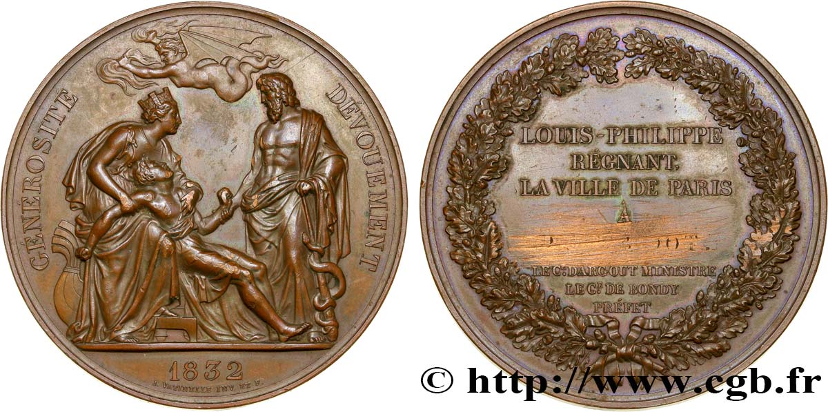 LOUIS-PHILIPPE I Médaille de récompense, générosité et dévouement XF