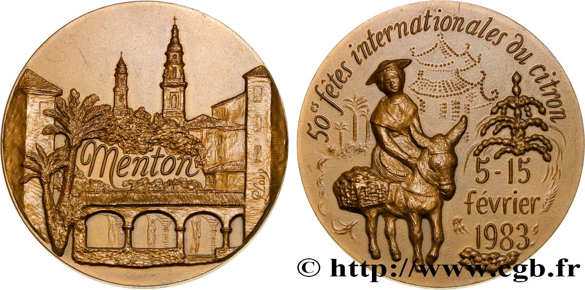 QUINTA REPUBLICA FRANCESA Médaille de la fête du citron de Menton EBC