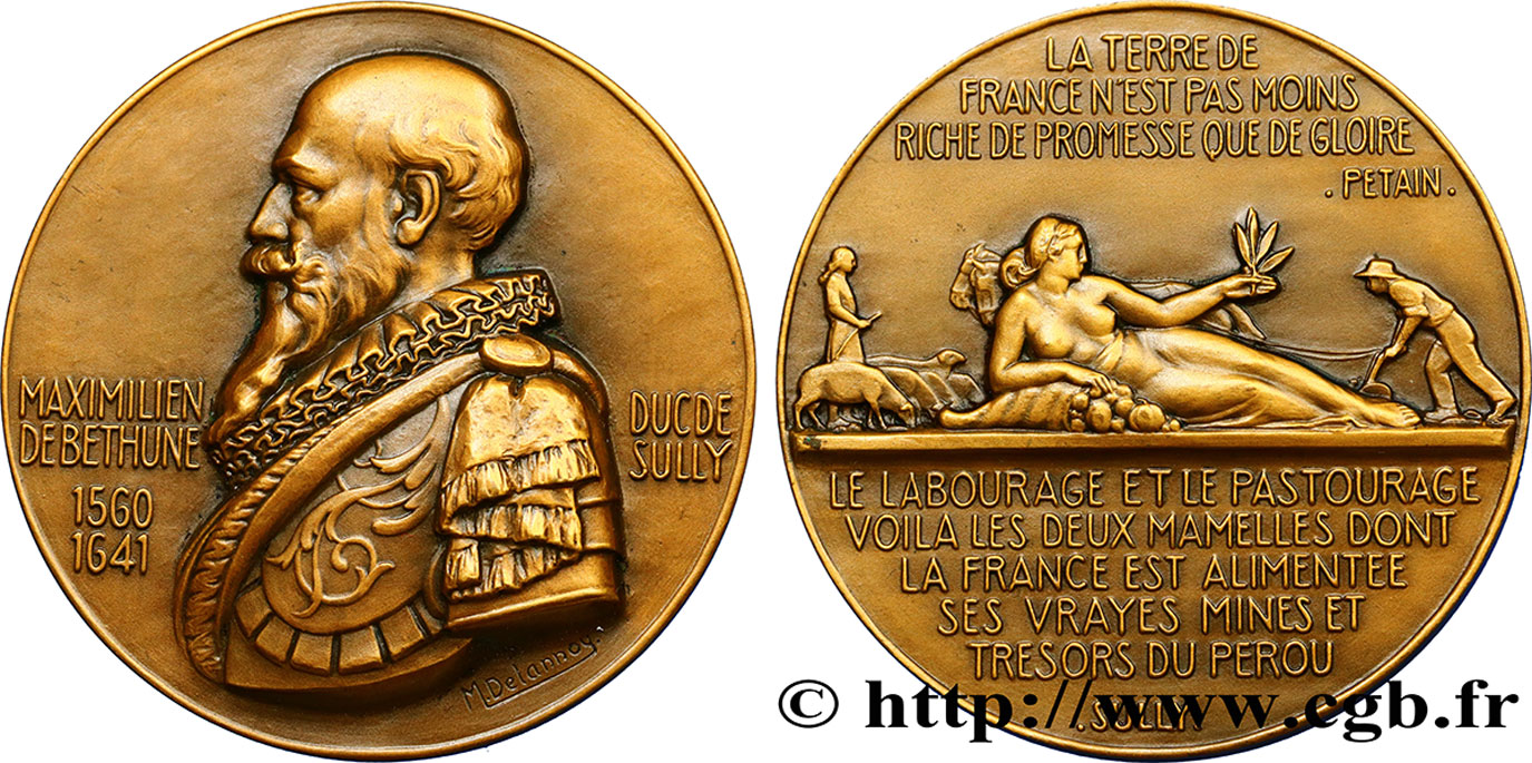 LOUIS XIII  Médaille, Maximilen de Béthune, duc de Sully AU
