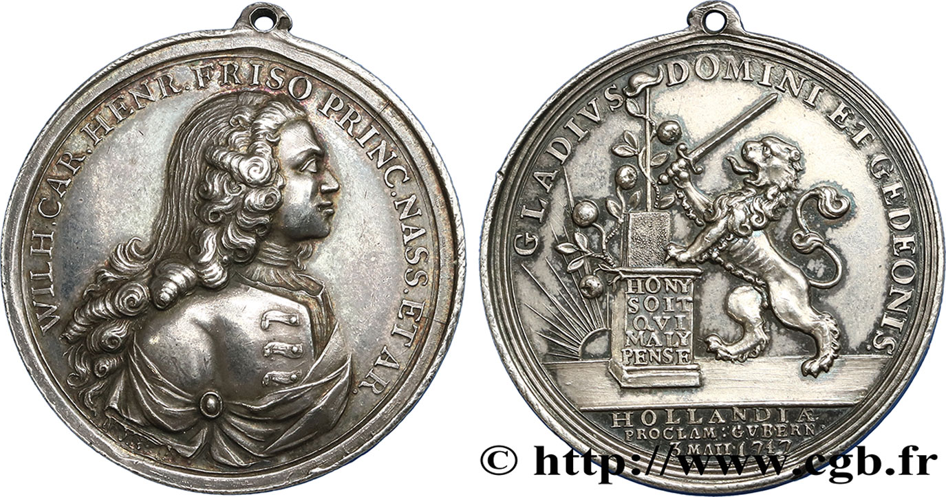 PAíSES BAJOS - REINO DE HOLANDA Médaille de Guillaume IV Charles Henri Friso MBC+