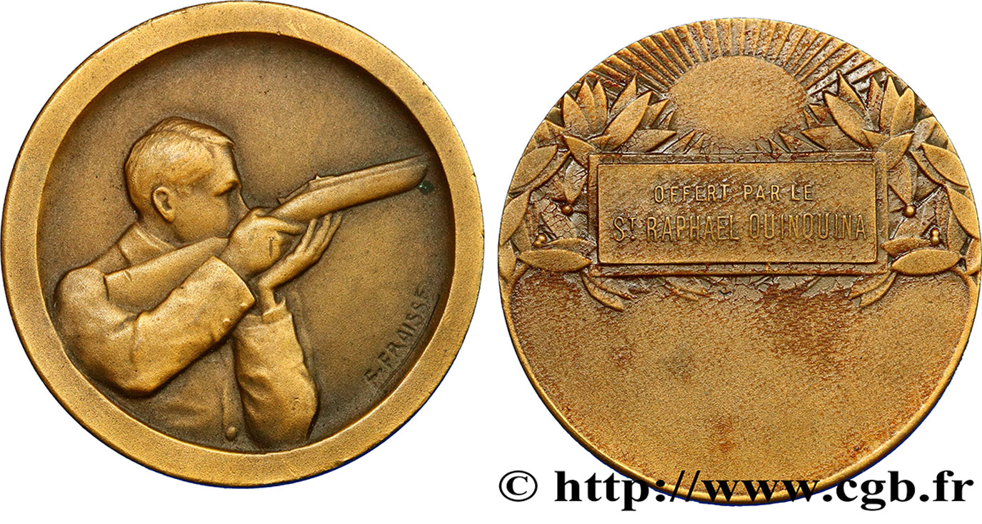 TERCERA REPUBLICA FRANCESA Médaille de Tir offerte par le St. Raphael Quinquina MBC+