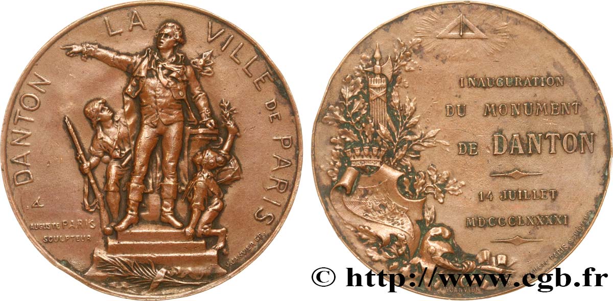 TERZA REPUBBLICA FRANCESE Médaille du monument à Danton q.BB