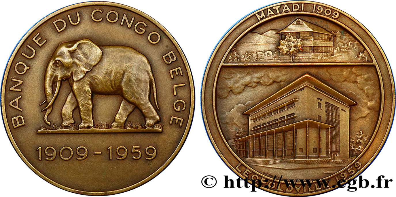 BANQUES - ÉTABLISSEMENTS DE CRÉDIT Médaille, Banque du Congo Belge AU