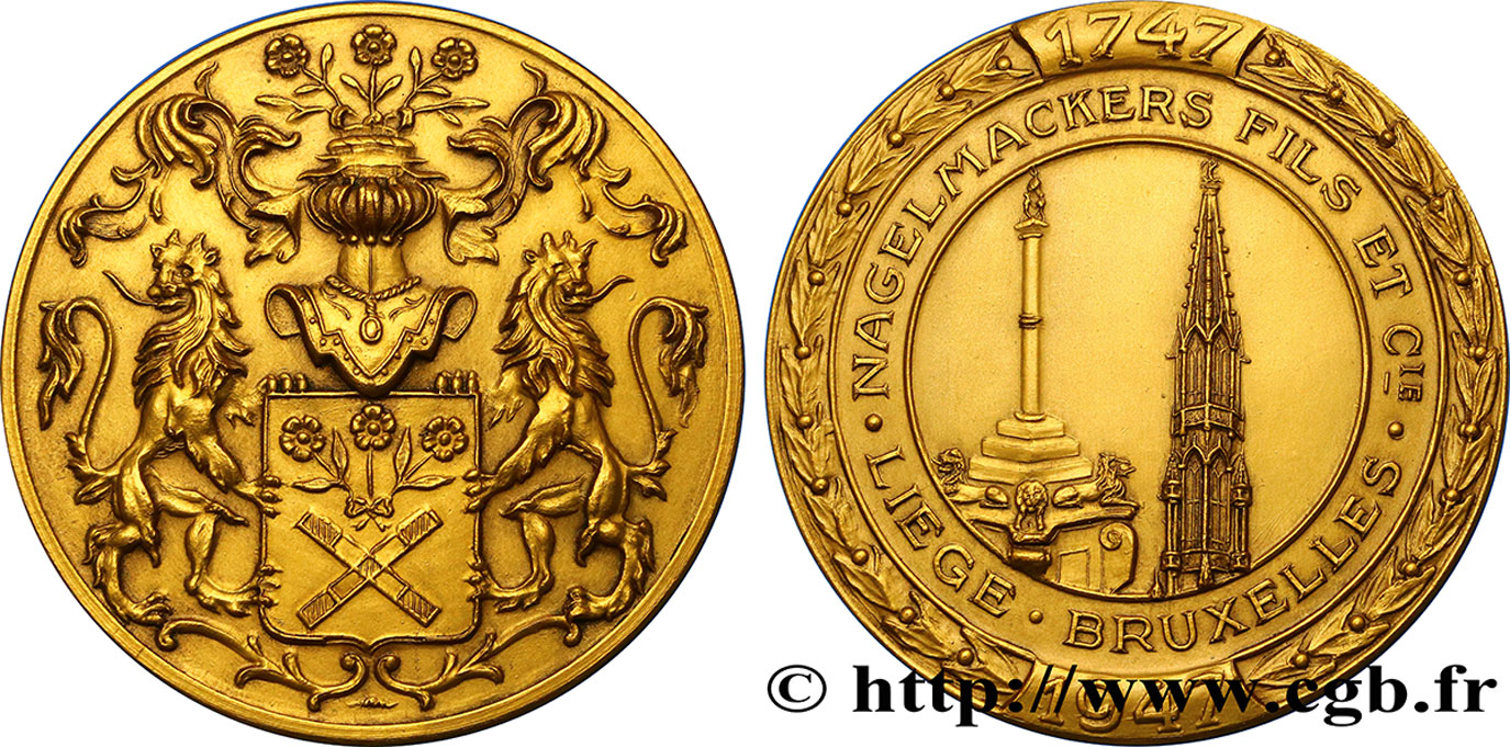 BELGIEN Médaille de bicentenaire, famille Nagelmackers VZ