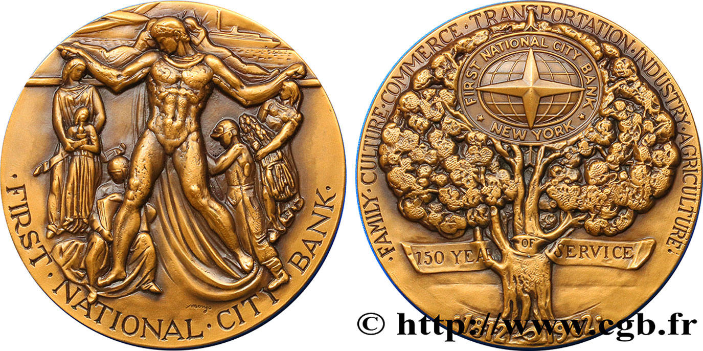 ÉTATS-UNIS D AMÉRIQUE Médaille de la First National City Bank AU
