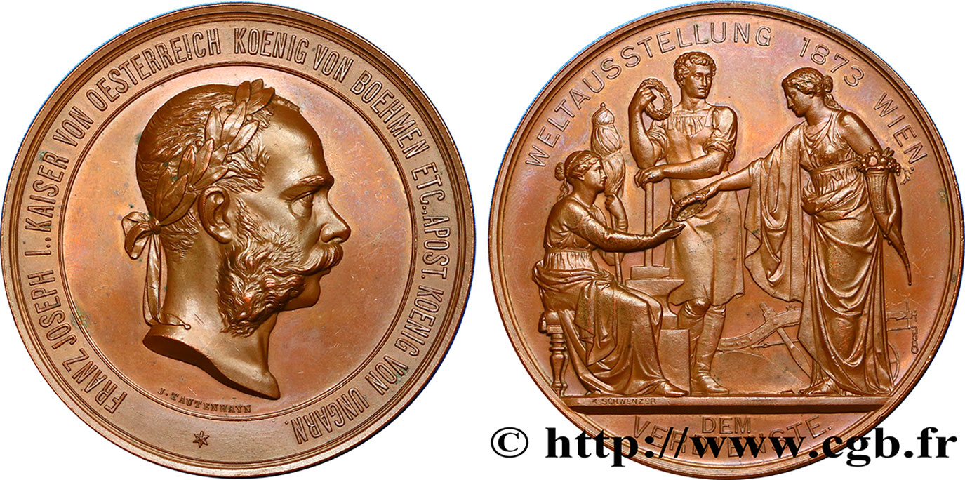 AUTRICHE - FRANÇOIS-JOSEPH Ier Médaille de l’exposition universelle de Vienne q.SPL