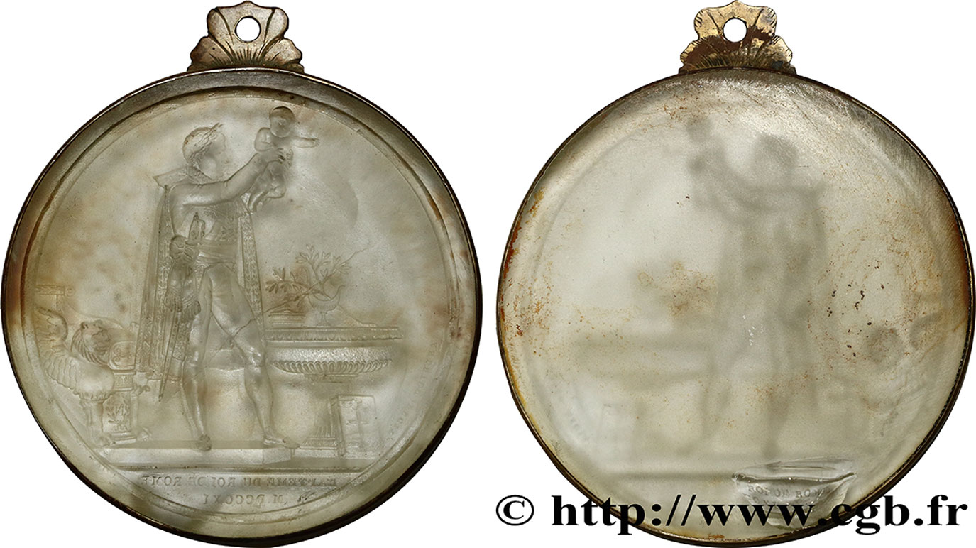 PREMIER EMPIRE / FIRST FRENCH EMPIRE Médaille en verre de la naissance du Roi de Rome AU
