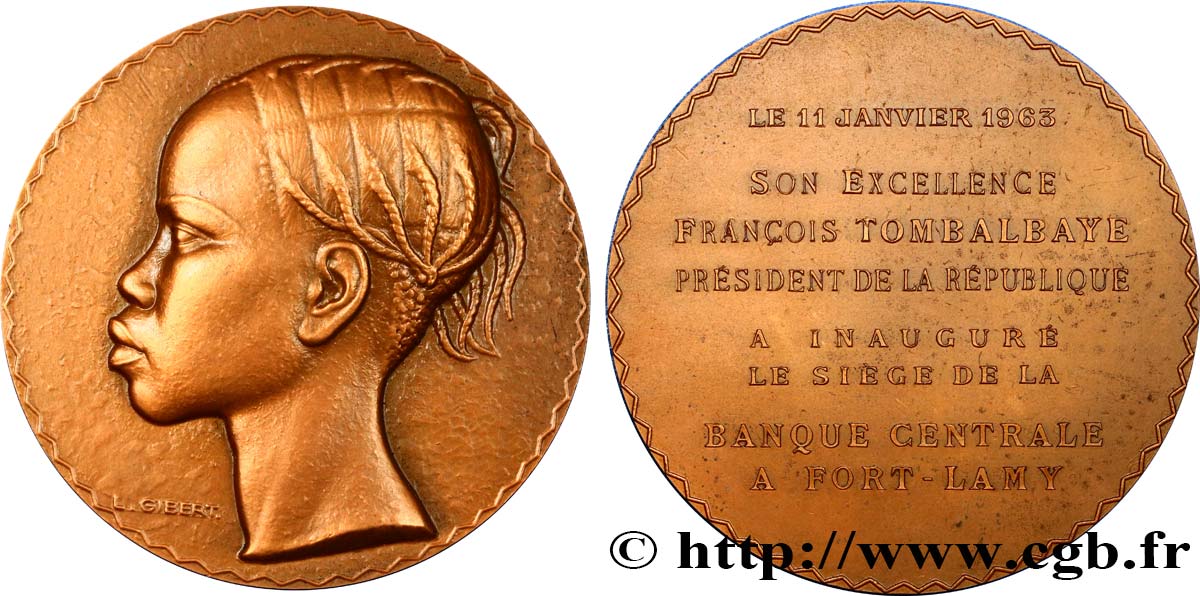 QUINTA REPUBLICA FRANCESA Médaille, Banque centrale du Tchad EBC
