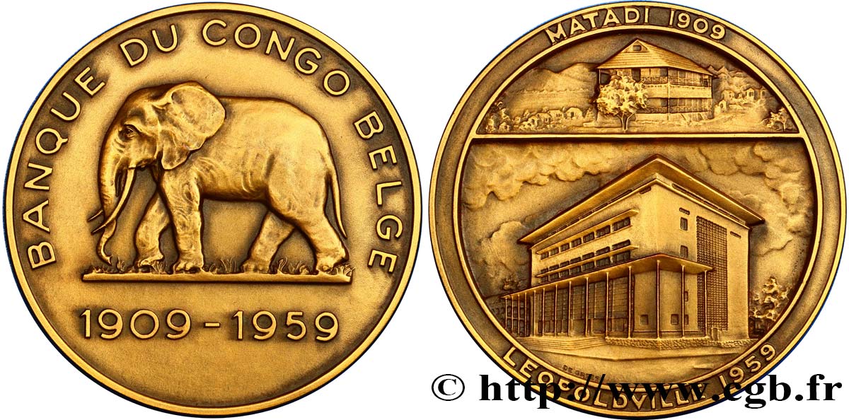 BANKS - CRÉDIT INSTITUTIONS Médaille, Banque du Congo Belge  AU