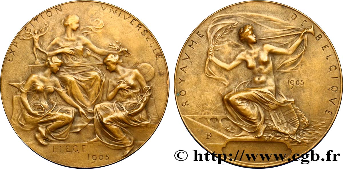 BELGIQUE - ROYAUME DE BELGIQUE - LÉOPOLD II Médaille, Exposition universelle de Liège q.SPL