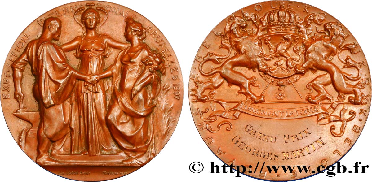 BELGIQUE - ROYAUME DE BELGIQUE - LÉOPOLD II Médaille, Exposition internationale EBC