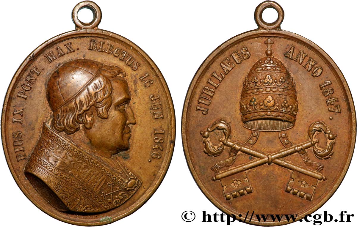 ITALIA - ESTADOS PONTIFICOS - PIE IX (Giovanni Maria Mastai Ferrettii) Médaille, Année jubilaire MBC