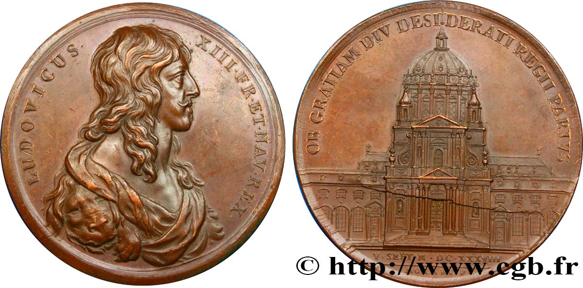 LOUIS XIII  Médaille du Val-de-Grâce, naissance de Louis XIV EBC