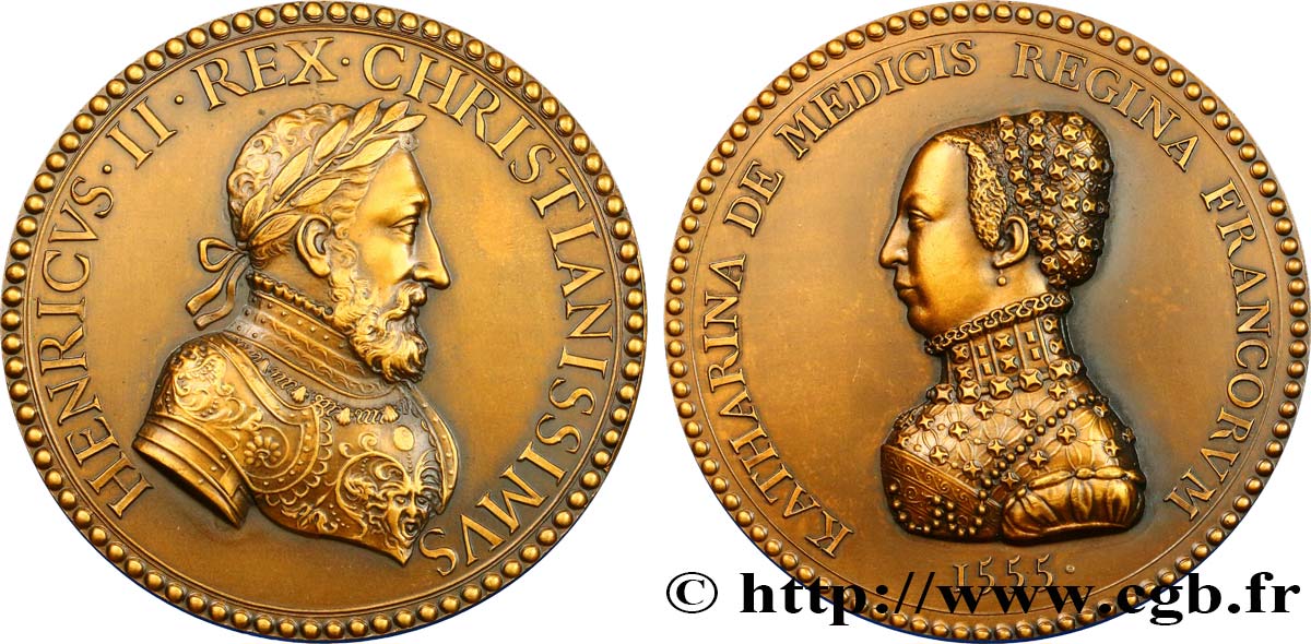 HENRY II Médaille d’Henri II et Catherine de Médicis VZ