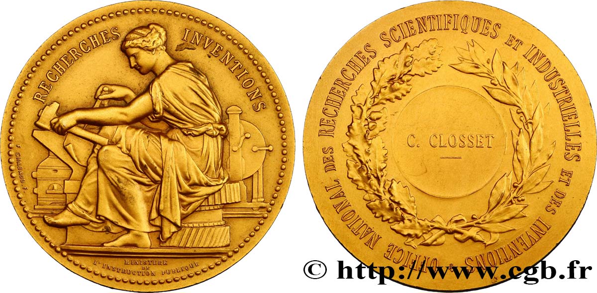 TERZA REPUBBLICA FRANCESE Médaille, Office national des recherches scientifiques et industrielles et des inventions q.SPL/SPL