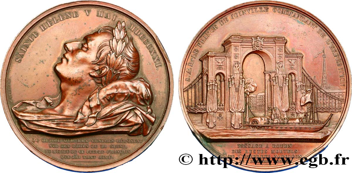 PREMIER EMPIRE / FIRST FRENCH EMPIRE Médaille du passage à Rouen des restes mortels de Napoléon Ier AU