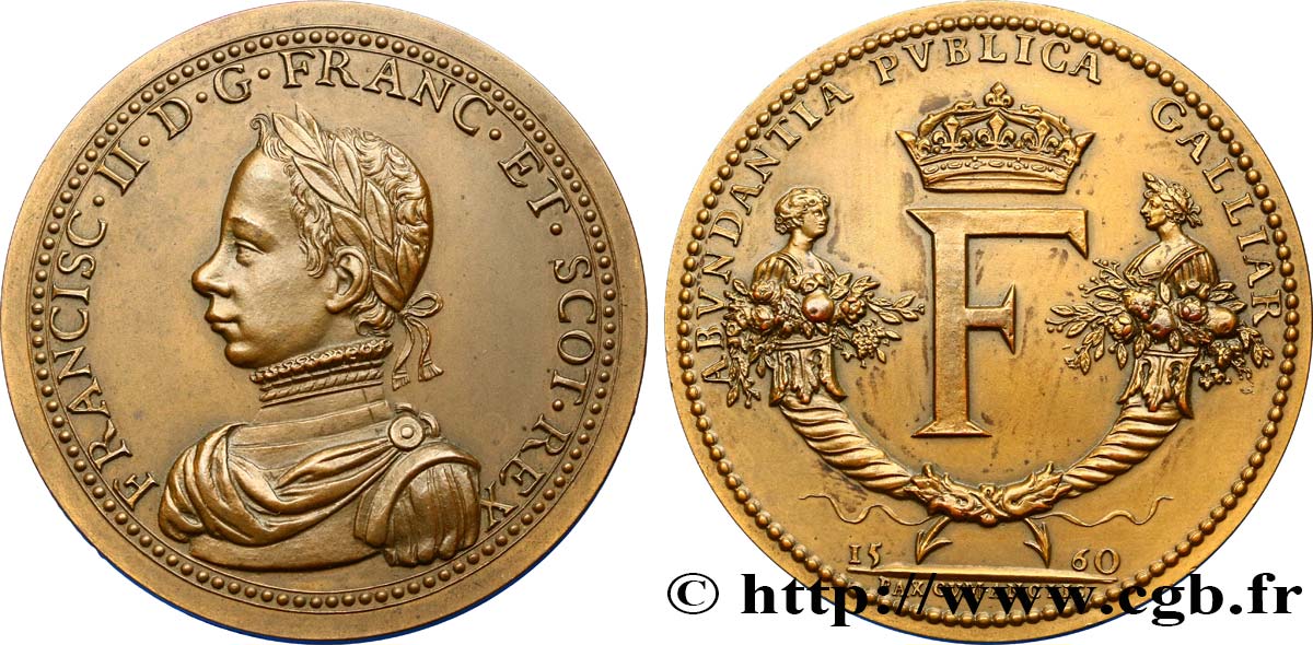 FRANCIS II Médaille, Traité d’Édimbourg, refrappe AU
