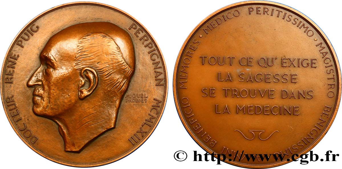 FUNFTE FRANZOSISCHE REPUBLIK Médaille, Docteur René Puig VZ