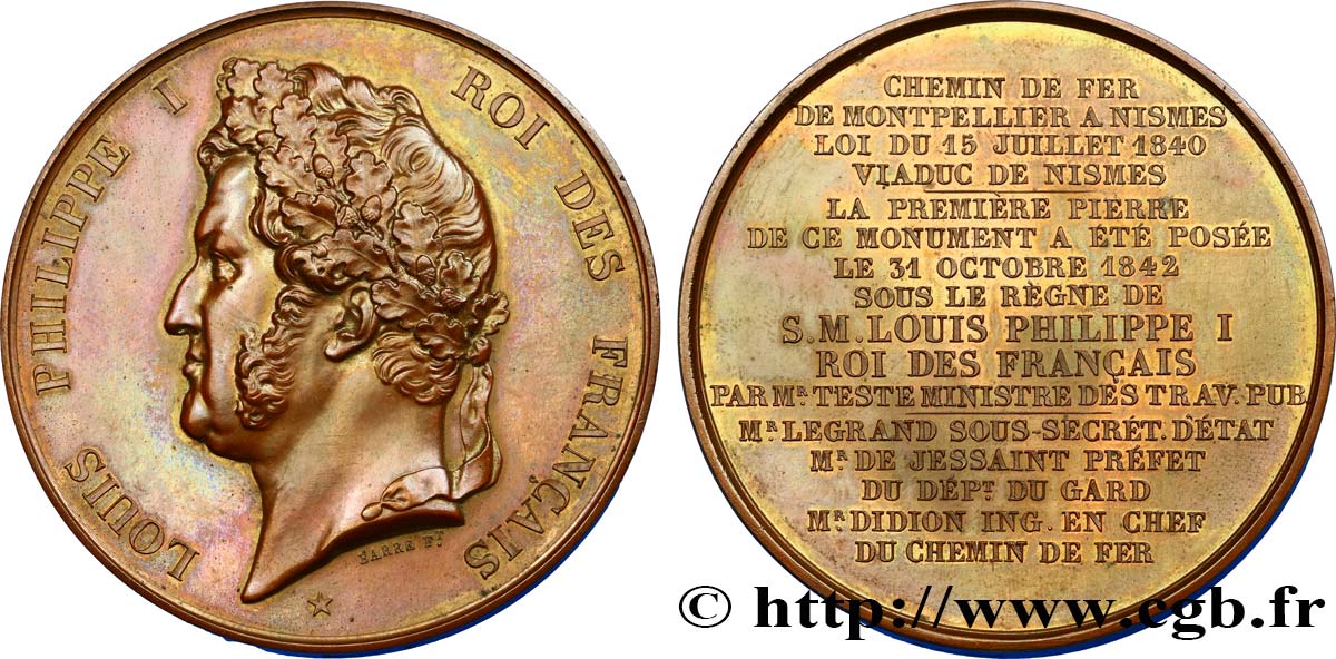 LUIS FELIPE I Médaille des Chemins de Fer de Montpellier à Nîmes MBC