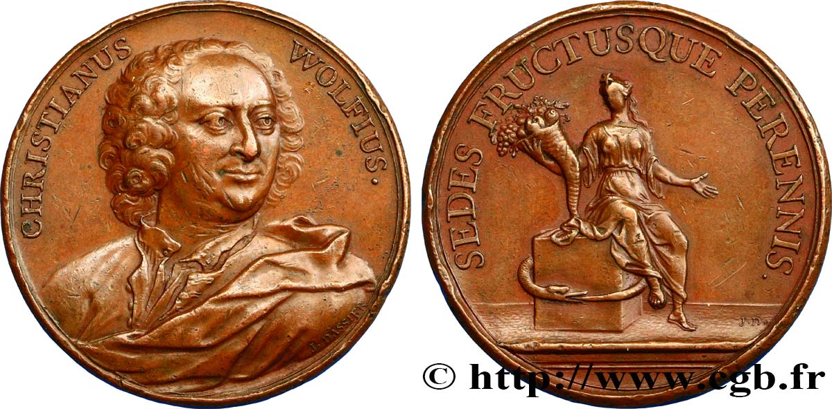 ALEMANIA Médaille de Christian Wolfius, par Dassier MBC+