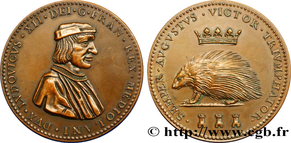 LOUIS XII  Médaille, Porc-épic AU