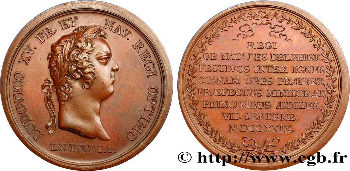LOUIS XV THE BELOVED Médaille pour la naissance de Louis Ferdinand de France AU